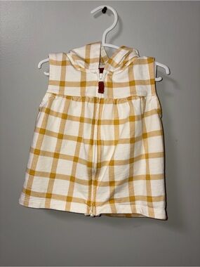 Carters Yellow & Cream Plaid Hooded Zip Up Vest Girls 24M